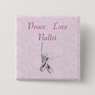 Badge Carré 5 Cm Bouton dentelle 'Paix, Amour & Ballet'