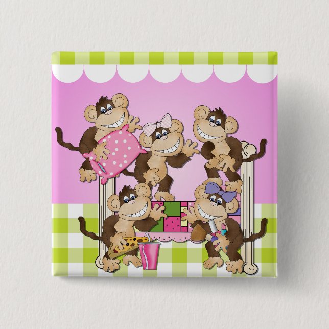 Badge Carré 5 Cm Bouton Dépôt des petits singes (Devant)