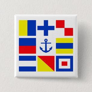 Badge Carré 5 Cm Bouton des drapeaux maritimes