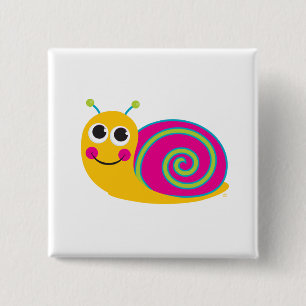 Badge Carré 5 Cm Bouton d'escargot