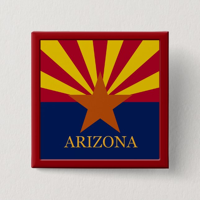 Badge Carré 5 Cm Bouton Design de drapeau de l'état de l'Arizona (Devant)