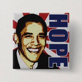 Badge Carré 5 Cm Bouton d'espoir de Barack Obama