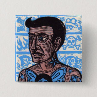 Badge Carré 5 Cm Bouton d'homme de tatouage