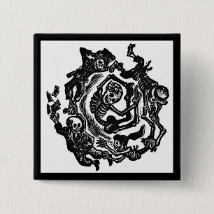 Badge Carré 5 Cm Bouton Dia de los muertos