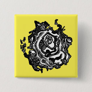 Badge Carré 5 Cm Bouton Dia de los muertos