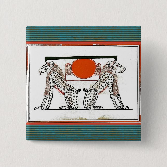 Badge Carré 5 Cm Bouton dieux égyptien (Devant)