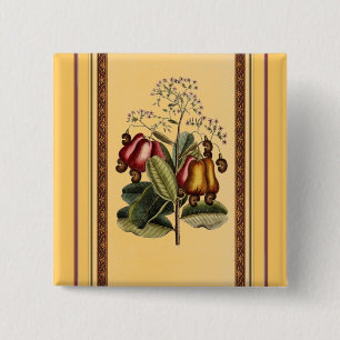 Badge Carré 5 Cm Bouton d'illustration botanique vintage