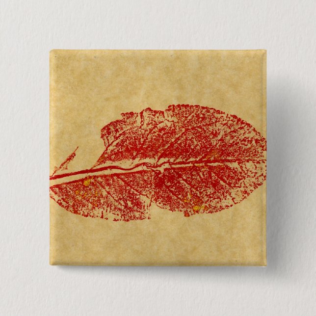 Badge Carré 5 Cm Bouton d'impression de la nature feuille (Devant)