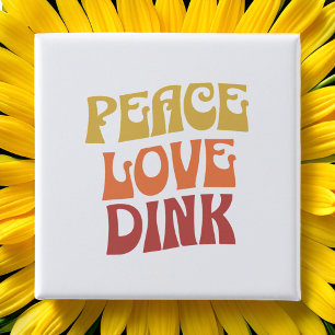 Badge Carré 5 Cm Bouton Dink Peace Love