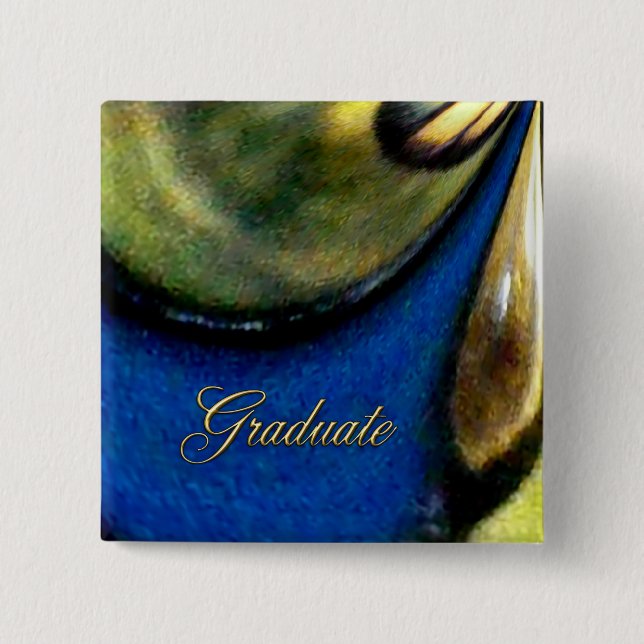 Badge Carré 5 Cm Bouton Diplômé Tiffany Flow Carré (Devant)