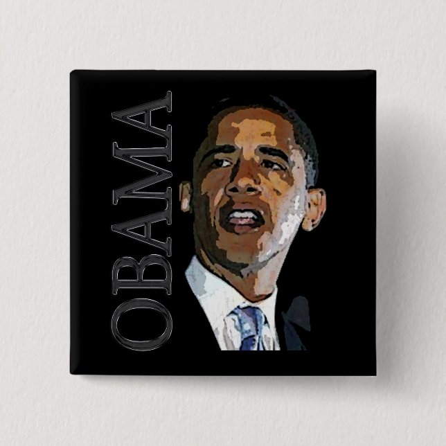 Badge Carré 5 Cm Bouton d'Obama (Devant)