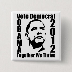 Badge Carré 5 Cm Bouton d'OBAMA 2012