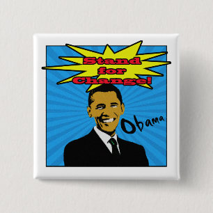 Badge Carré 5 Cm Bouton d'Obama d'art de bruit