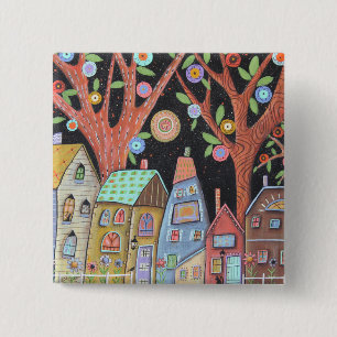 Badge Carré 5 Cm Bouton DOWNHOME de Karla Gerard