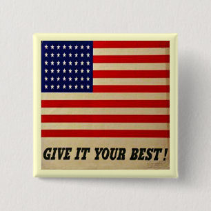 Badge Carré 5 Cm Bouton drapeau américain vintage
