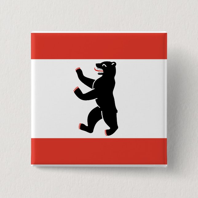Badge Carré 5 Cm Bouton Drapeau de Berlin Pinback (Devant)