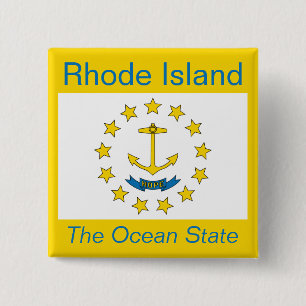 Badge Carré 5 Cm Bouton Drapeau de l'île Rhode