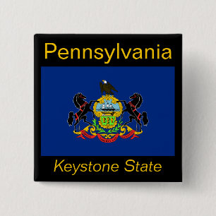 Badge Carré 5 Cm Bouton drapeau de Pennsylvanie