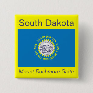 Badge Carré 5 Cm Bouton Drapeau du Dakota du Sud