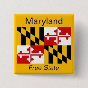 Badge Carré 5 Cm Bouton Drapeau du Maryland