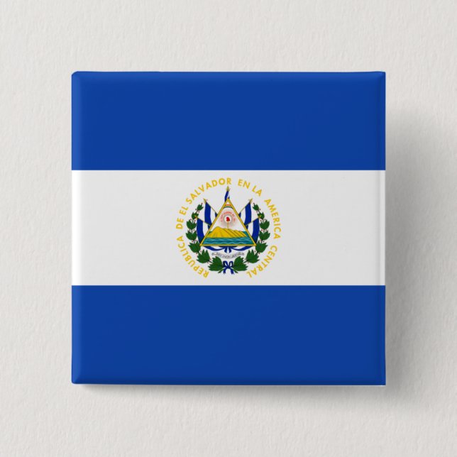 Badge Carré 5 Cm Bouton Drapeau El Salvador (Devant)