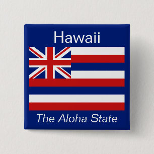 Badge Carré 5 Cm Bouton Drapeau hawaïen