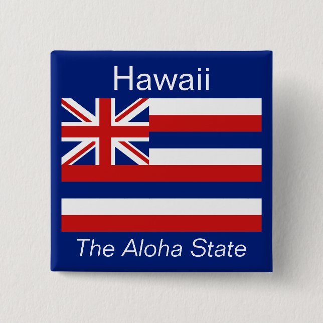 Badge Carré 5 Cm Bouton Drapeau hawaïen (Devant)