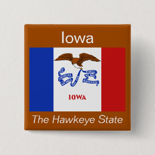 Badge Carré 5 Cm Bouton Drapeau Iowan
