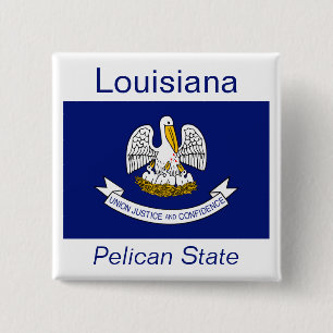 Badge Carré 5 Cm Bouton Drapeau Louisiane