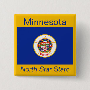 Badge Carré 5 Cm Bouton Drapeau Minnesotan
