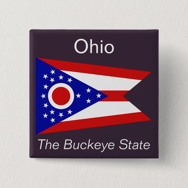 Badge Carré 5 Cm Bouton Drapeau Ohioan (Devant)