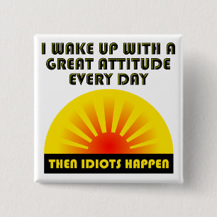 Badge Carré 5 Cm Bouton Drôle Idiots