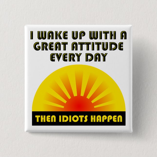 Badge Carré 5 Cm Bouton Drôle Idiots (Devant)