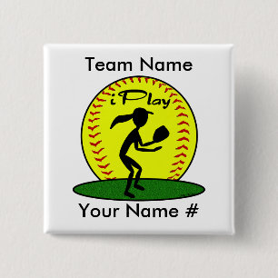 Badge Carré 5 Cm Bouton du base-ball de Fastpitch