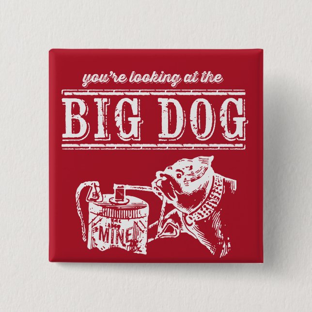 Badge Carré 5 Cm Bouton du chien (Devant)