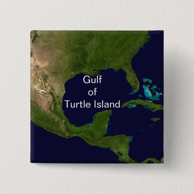 Badge Carré 5 Cm Bouton du golfe de Turtle Island (Devant)