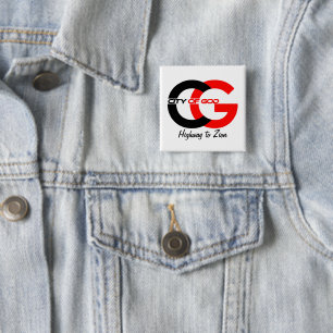 Badge Carré 5 Cm Bouton du logo de la ville de Dieu