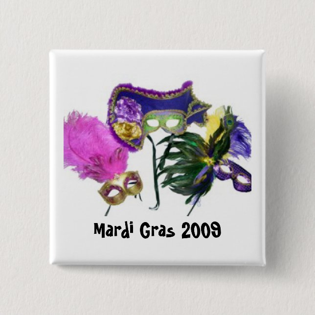 Badge Carré 5 Cm Bouton du mardi gras 2009 (Devant)
