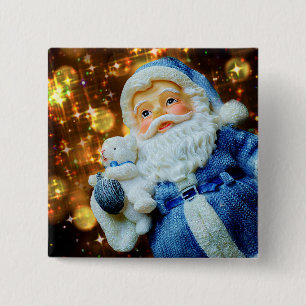 Badge Carré 5 Cm Bouton du Père Noël et de l'ours polaire bébé