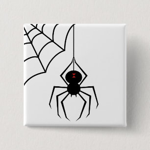 Badge Carré 5 Cm Bouton effrayant d'araignée