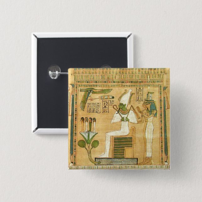 Badge Carré 5 Cm Bouton Égypte-Hiéroglyphes (Devant & derrière)