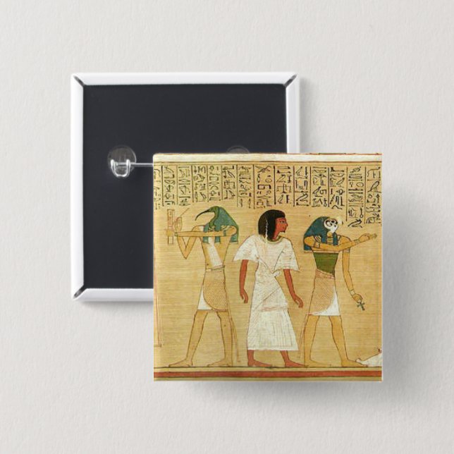 Badge Carré 5 Cm Bouton Égypte-Hiéroglyphes (Devant & derrière)