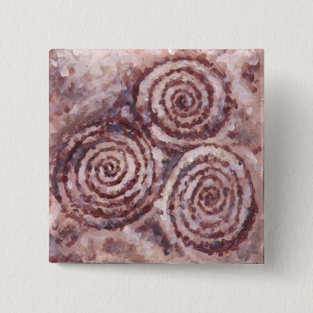 Badge Carré 5 Cm Bouton en spirale de Newgrange (Devant)