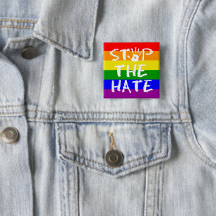 Badge Carré 5 Cm Bouton épinglé Stop à la Haine