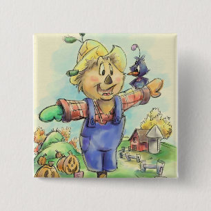 Badge Carré 5 Cm bouton épouvantable de dessin animé