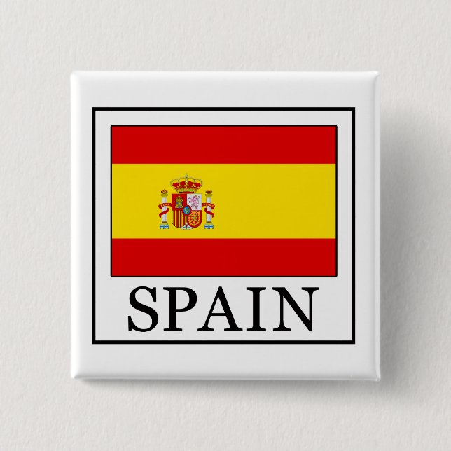 Badge Carré 5 Cm Bouton Espagne (Devant)