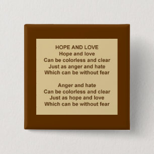 Badge Carré 5 Cm Bouton Espoir Et Amour