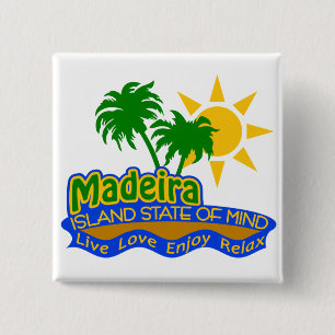 Badge Carré 5 Cm Bouton État d'esprit de Madère