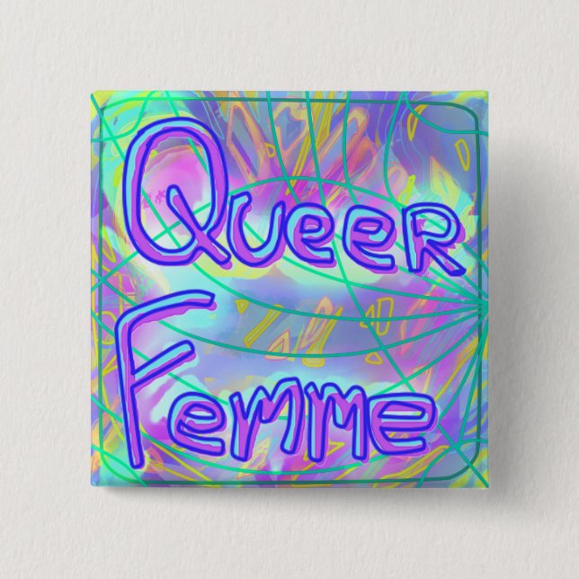 Badge Carré 5 Cm Bouton étrange de Femme (Devant)