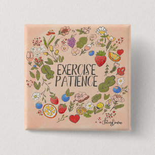Badge Carré 5 Cm Bouton Exercice Patience